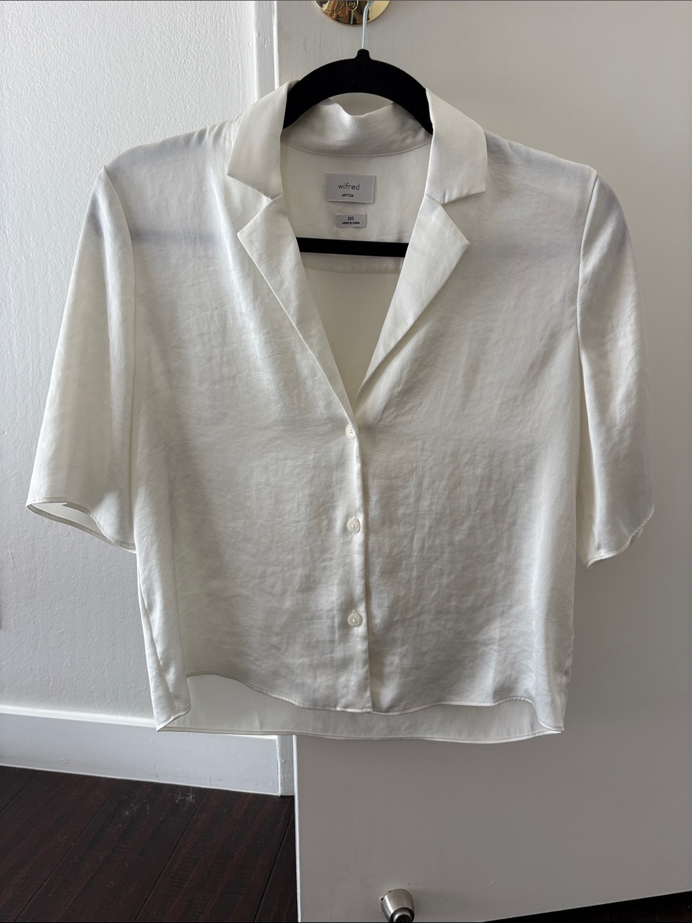 Wilfred White Short-Sleeve Silk-Blend Button Down Shirt